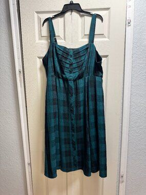 Torrid Green and Black Plaid Dress with Pockets!